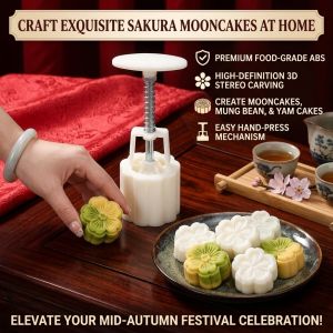 Sakura Press Mooncake Mold DIY Hand Press Mold Non Stick Food Grade Festival Baking Tool