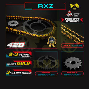 RXZ 125Z Y110 Y100 LAGENDA 110 428 Front and Rear Black Sprocket Set with Gold Chain - Heavy Duty Combo Set with Green O-Ring Seals