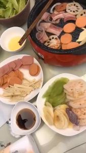 LZD South Korea Taeyu Cooker Hot Pot Barbecue Integrated Stone Mandarin Duck Electric Chafing Dish Split Electric Food Warmer Multi-Functional Household