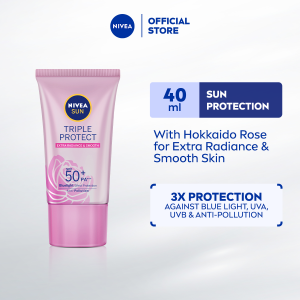 NIVEA Sun Triple Protect Radiance & Smooth SPF50 PA+++ 40 ml / Sun Care / Sunscreen / Sunblock / Blue Light / UVA UVB (Pelindung Matahari)