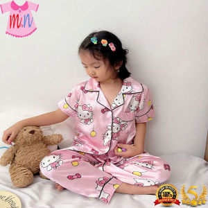 Silk Terno Pajama Long Pants Silk Sleepwear Set For Kids Girl(1Set)