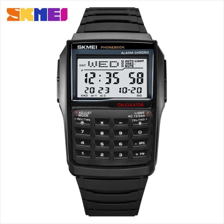 Jam Tangan Kalkulator Pria Digital LED SKMEI 2255 Original