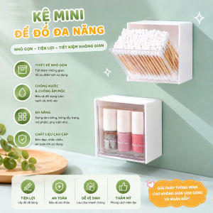 Hộp Đựng Đồ Treo Tường Phòng Tắm Không Cần Khoan Hộp Đựng Mỹ Phẩm Son Tăm Bông Gọn Gàng Tiện Lợi