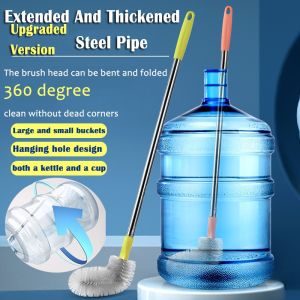 360° BendableStainless Steel Bucket Cleaning Brush Nylon Bristle Long Handle for 3/5 Gallon Water Bucket Container