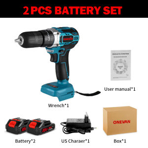 ONEVAN 13mm 450N.M Brushless Impact Drill 3 in 1 25+3 Torque Electric Cordless Screwdriver DIY Home Power Tools