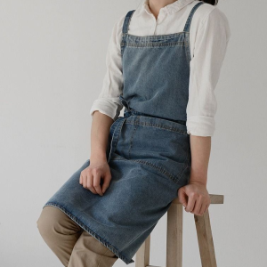 BEIBEI น้ำมันหลักฐาน ผ้ากันเปื้อนยีนส์ผู้หญิง การทำความสะอาดการทำความสะอาด ผ้ายีนส์ล้าง ผ้ากันเปื้อนสำหรับโฆษณา วินเทจ หนาขึ้น ผ้ากันเปื้อนยีนส์ ชานม