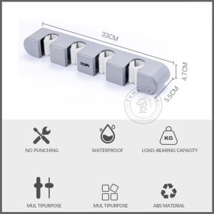 Tempat Penjepit Gantungan Sapu dan Pel Mop Broom Holder 4 Slot