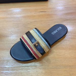 [Free Shipping] Plus-Size WomenS Sandals 2025 Summer New Style Open-Toe Flat One-Strap Color-Blocked Outdoor Beach Sandals