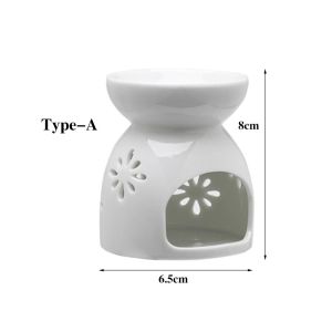 Ceramic Aroma Burner White Ceramic Round Oil Candle Burner For Essential Oil Wax Candle Melt Holder Candle lamp Flora Style Home Furnishing Incense Burner