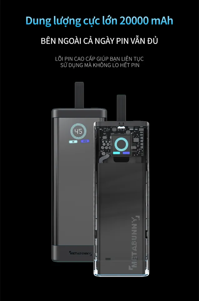 Pin dự phòng O2 Project ra mắt sạc dự phòng Metabunny YT2288 20000mah 45W