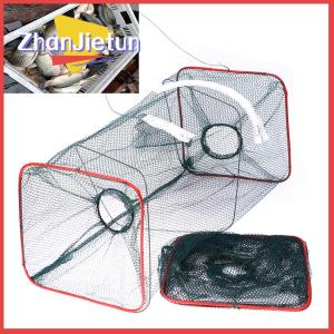 zhanjietun ตาข่ายจับปลาพับได้กรงดักปลาทำจากเหล็กไนลอนกรงดักปลา