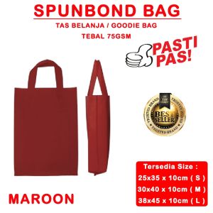 Spunbond Goodie Bag Tas Belanja Model Tali Handle Kantong Kain - MAROON