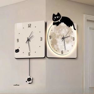 Sacesr Modern Corner Wall Clock Large Interior Wall Clock Led Digital Watch Luxury Living Room Decorations Home Decoration Accessories 5Y6Z3