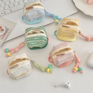 KGYJFK Cloth Mini Square Bag Anti-lost Zipper Candy Color Keychain Fashion Car Key Ring Storage Bag Women