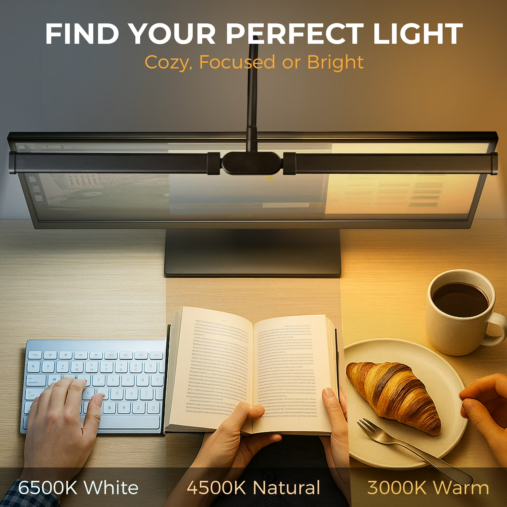 Double Head Scissor Arm LED Desk Lamp with Clamp Dimmable 3 Color Modes ...