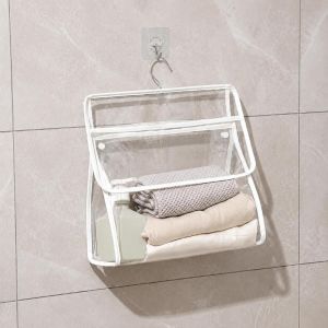 STYLETENK Waterproof Hanging Clothes Bag Touchscreen Phone Pocket Transparent Garment Bag  Large Capacity Shower Clothes Organizer Open Storage Compartment