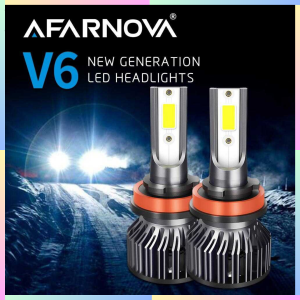FAST DELIVERY AFARNOVA Lampu Depan Mobil Headlight Super Terang LED H11 COB Cool White 12V 2 PCS