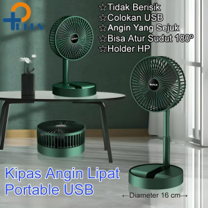 Kipas Angin Lipat Protabel Tenaga USB & Baterai Cas / Kipas Angin Protabell model Meja Putar 180°  4.3  42RB Ratings