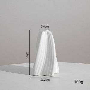 Unique Geometric Vase White Imitation Ceramic Vase Modern Simple Plastic Vase For Wedding Bedroom Aesthetic Home Decoration