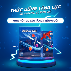 Combo Hộp 20 gói 360 Sport thức uống tăng lực có LEVAGEN+ giảm chuột rútbù khoángđiện giải