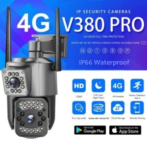 V380 PRO V86 4G Network Outdoor Day & Night Dual Lens IP66 Waterproof CCTV Camera