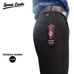 Celana Kerja Pria Twist Xellano Panjang Kerja Bahan Kain Model Slimfit Hitam 27-36 - IGNAS CARLO