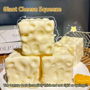 CLARO Shapeable Cheese Pinch Toy Anti-Stress Non-Bounce Jumbo Cheese Cube Stress Ball Kneading Joy Squishy Texture ASMR Sensory Stress Toy Birthday Gift