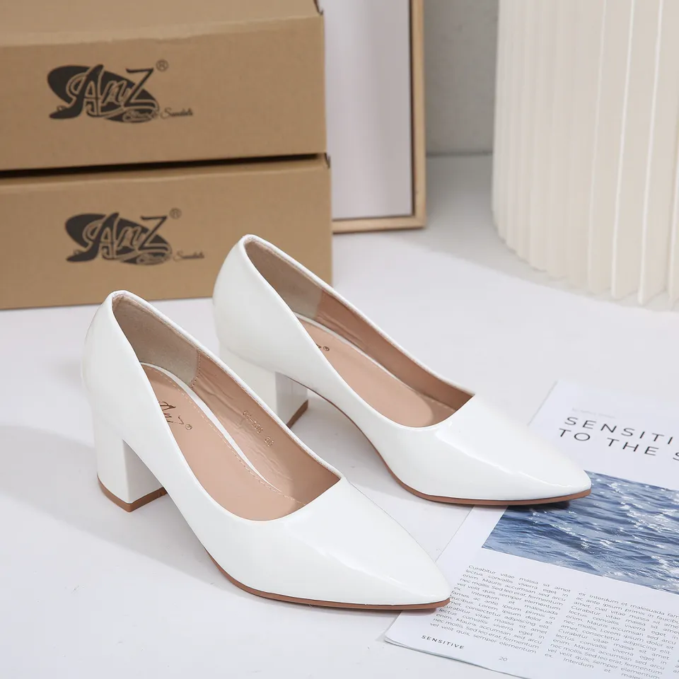 【Gevale】Korean Women Pointed Toe Office Work Block Heels Shoes