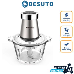 Máy Xay Thịt Đa Năng Elegant FC-J08 Máy Xay Đồ Ăn Dặm Cho Bé Máy Xay Gia Vị Tỏi Ớt Máy Xay Thực Phẩm Dung Tích 2L Công Suất 350W Cối Thủy Tinh Lưỡi Thép Không Gỉ Nhập Đức Bảo Hành 12 Tháng