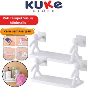KUKE Rak Dinding Tempel Motif Boneka / Storage Rack Holder Sabun Bumbu Kamar Mandi Dapur Multifungsi