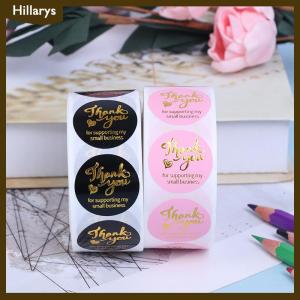 [Hillarys] 500pcs Thank you sticker wedding decor seal hot stamping pink black round label