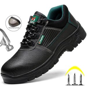 Sepatu Safety Pria Wanita Bahan Kulit Ujung Besi Baja Anti Air Model Boots Sepatu Proyek Outdoor