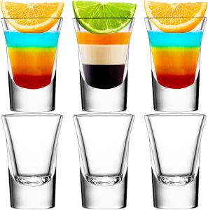 Shot Glasses Set of 6，1.2 oz Clear Shot Glass with Heavy Base Rock Shot Glasses Bulk for Cocktail Vodka Espressos Liqueurs Tequila and Desserts