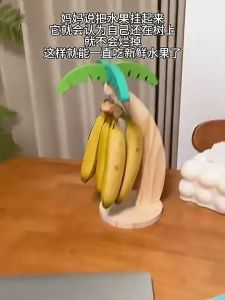 BHQ Bamboo Hanger Rack Banana Tree Hook Stand Stylish Fruit Holder with Natural Bamboo Base Banana Rack Countertop