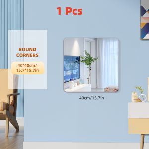 【 60*30cm 24h delivery】   HD Rectangle Mirror Wall Sticker Acrylic mirror with stand mirror  Thick soft Stitching Mirror Self Adhesive Mirror Full Body Bedromm Bathroom household Mirror