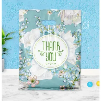 50pcs Thank you Handle Hole Bag Color Bag Gift Bag Plastic Bag Goodies Bag