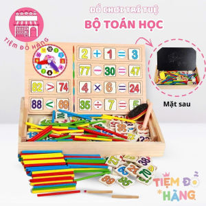 Bộ Đồ Chơi Toán Học Bằng Gỗ Cho Bé Bao Gồm Đồng Hồ Với Que Tính Bảng 2 Mặt Số Từ 0-99