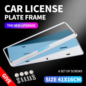 Stainless Steel Car License Plate Frame with Blue Acrylic Cover Size 41mm × 16mm