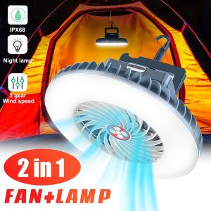 （2 years warranty）JINGKE  Fan Light  2 in 1 Multifunctional  Camping Fan New USB Rechargeable Emergency Lighting Electric Display Camping Light for Camping Hiking