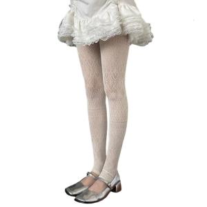 Women Lace Tights Vintage Geometric Patterned Footless Mesh Pantyhose Ballet Styles Aesthetic Mesh Leggings Stockings