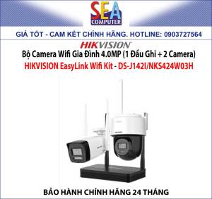 COMBO-06 - Bộ Camera Wifi Gia Đình 4.0MP (1 Đầu Ghi + 2 Camera) HIKVISION EasyLink Wifi Kit - DS-J142I/NKS424W03H