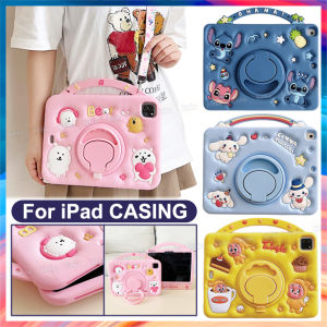 360°Rotatable KickStand Kid Cute Cartoon Bear Shockproof Tablet Cover Case for iPad 11th A16 10th 9th 8th 7th Gen 10.2 Pro11 M5 Air11 Air6 Air4 Air5 Air7 mini 7 6 5 4 3 9.7 Casing