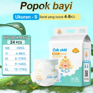 24PCS (1 Pack) Cute Child Popok Bayi Perekat Size-M Cocok 6-11Kg Baby Tape Diaper Desain Anti Bocor