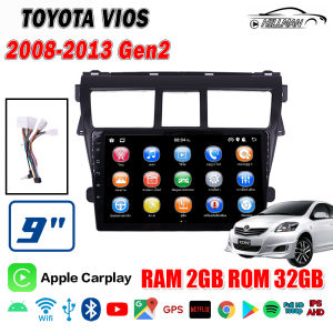 HO จอแอนดรอย 9 นิ้ว ใช้สำหรับ TOYOTA VIOS  08-13 GEN จอ android ติดรถยนต์ พร้อมWIFI GPS YouTube 2DIN Apple CarPlay
