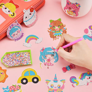 Calistouk  5D Diamond Painting Stickers Kits for Kids Creative DIY Art Craft Painting with Diamonds Paint by Numbers Diamonds for Children Adult Beginners