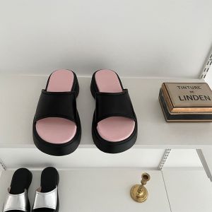 Free Shipping Silver Thick-Soled Slippers For Women Summer Outdoor Wear Non-Slip New Style Trendy Height-Increasing Sandals For Women