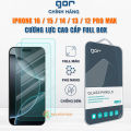 Kính cường lực Iphone 16 Pro Max / 15 Pro Max / 14 Plus / 13 Mini / 12 Pro / 11 / Xs full màn hình trong suốt hãng GOR. 