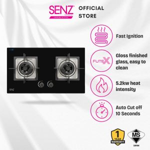 SENZ QUADRO Flexible Base Sealed Burner Gas Stove- Heat Resistance Tempered Glass Built-in Gas Hob