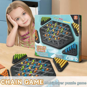 Chain Triangle Chess Game Family Chess Set Triggle Elastic Band Game 2-4 Players Interactive Brain Teaser