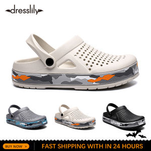 Dresslily Sandals for Men High Quality Original Korean Fashion Comfor Camouflage Design Casual Lightweight Hole shoes